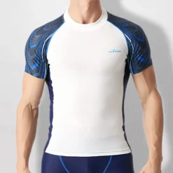 Men's Rash Guard Swim Shirt UV Sun Protection UPF50+ Quick Dry Short Sleeve Sun Shirt Shirt Swimming Surfing Beach Water Sports Printed Summer / Lightweight