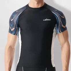 Men's Rash Guard Swim Shirt UV Sun Protection UPF50+ Quick Dry Short Sleeve Sun Shirt Shirt Swimming Surfing Beach Water Sports Printed Summer / Lightweight