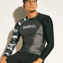 Men's Rash Guard Swim Shirt UPF50+ Quick Dry Lightweight Long Sleeve Sun Shirt Bathing Suit Swimming Surfing Beach Water Sports Patchwork Spring Summer