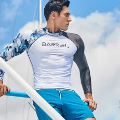 Men's Rash Guard Swim Shirt UPF50+ Quick Dry Lightweight Long Sleeve Sun Shirt Bathing Suit Swimming Surfing Beach Water Sports Patchwork Spring Summer