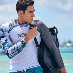 Men's Rash Guard Swim Shirt UPF50+ Quick Dry Lightweight Long Sleeve Sun Shirt Bathing Suit Swimming Surfing Beach Water Sports Patchwork Spring Summer