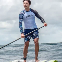 Men's Rash Guard Swim Shirt UPF50+ Quick Dry Lightweight Long Sleeve Sun Shirt Bathing Suit Swimming Surfing Beach Water Sports Patchwork Spring Summer