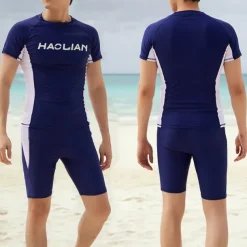 Men's Rash guard Swimsuit UPF50+ Quick Dry Short Sleeve Swimwear Bathing Suit 2 Piece Swimming Surfing Patchwork Summer