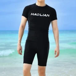 Men's Rash guard Swimsuit UPF50+ Quick Dry Short Sleeve Swimwear Bathing Suit 2 Piece Swimming Surfing Patchwork Summer