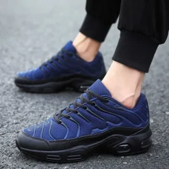 Men's Red Air-Cushion Running Sneakers – Breathable Mesh Athletic Shoes with Shock Absorption for Gym, Training & Daily Sportswear