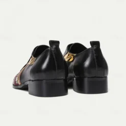 Men's Red and Purple Floral Patterned Leather Oxford Shoes with Gold Tip Lace-up Design–Elegant, Fashion-forward, Ideal for Formal Occasions and Parties