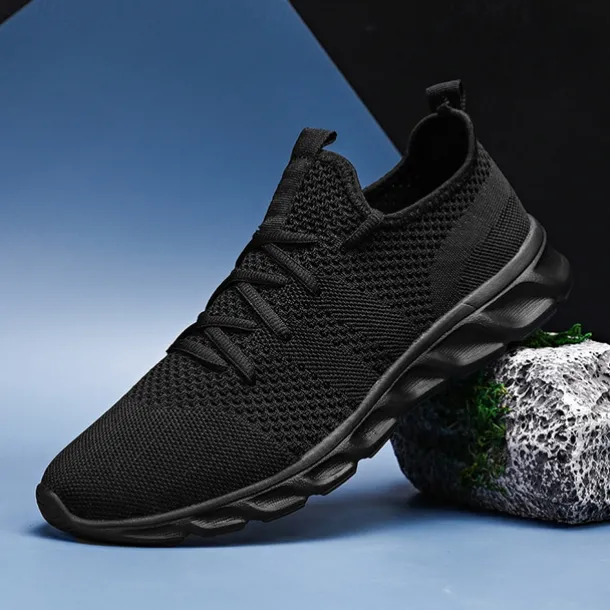 Men's Red Breathable Knit Sneakers - Lightweight Running Shoes with Cushioned Sole for Sports and Casual Wear