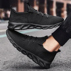 Men's Red Breathable Knit Sneakers - Lightweight Running Shoes with Cushioned Sole for Sports and Casual Wear