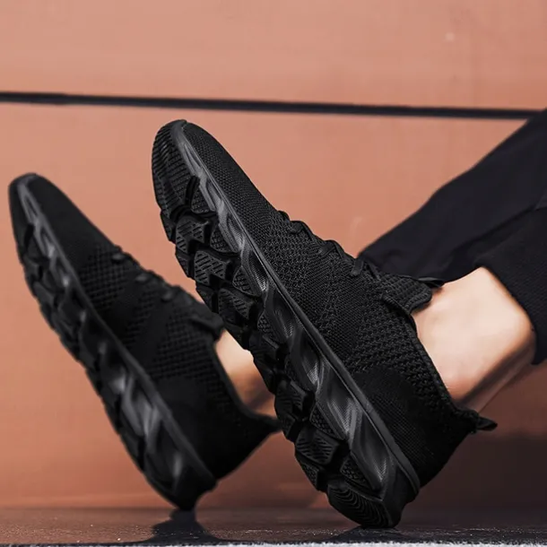 Men's Red Breathable Knit Sneakers - Lightweight Running Shoes with Cushioned Sole for Sports and Casual Wear