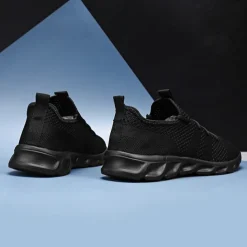 Men's Red Breathable Knit Sneakers - Lightweight Running Shoes with Cushioned Sole for Sports and Casual Wear