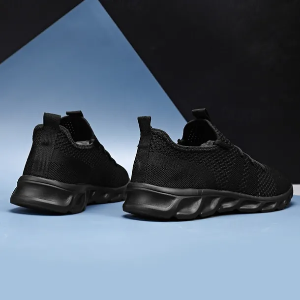 Men's Red Breathable Knit Sneakers - Lightweight Running Shoes with Cushioned Sole for Sports and Casual Wear