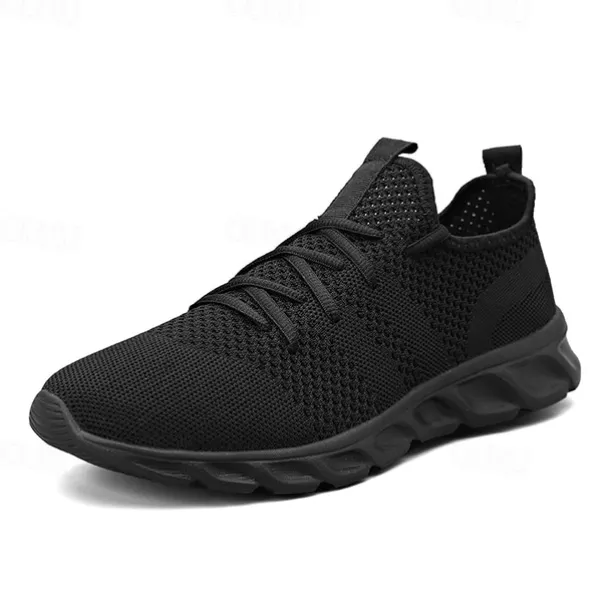 Men's Red Breathable Knit Sneakers - Lightweight Running Shoes with Cushioned Sole for Sports and Casual Wear