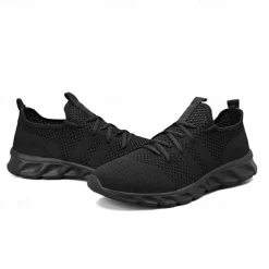 Men's Red Breathable Knit Sneakers - Lightweight Running Shoes with Cushioned Sole for Sports and Casual Wear