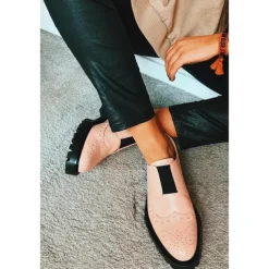 Men's Red Brogue Faux Leather Slip-On Shoes - Vintage Design with Elastic Gussets and Rugged Sole for Formal and Casual Occasions