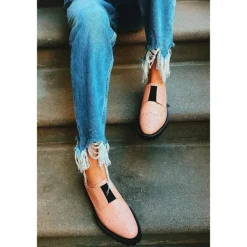 Men's Red Brogue Faux Leather Slip-On Shoes - Vintage Design with Elastic Gussets and Rugged Sole for Formal and Casual Occasions