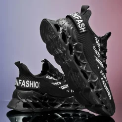 Men's Red Fashion Sneakers, Breathable Mesh Upper, Trendy Design with Bold 'FASHION' Print, Lightweight Sports Shoes for Casual and Everyday Wear