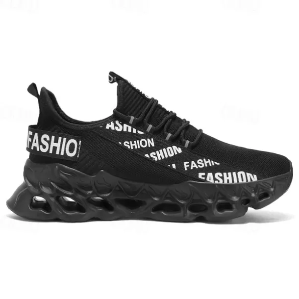 Men's Red Fashion Sneakers, Breathable Mesh Upper, Trendy Design with Bold 'FASHION' Print, Lightweight Sports Shoes for Casual and Everyday Wear