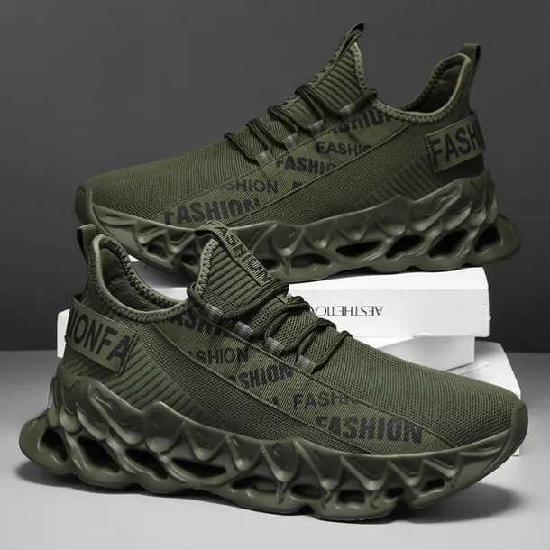 Men's Red Fashion Sneakers, Breathable Mesh Upper, Trendy Design with Bold 'FASHION' Print, Lightweight Sports Shoes for Casual and Everyday Wear