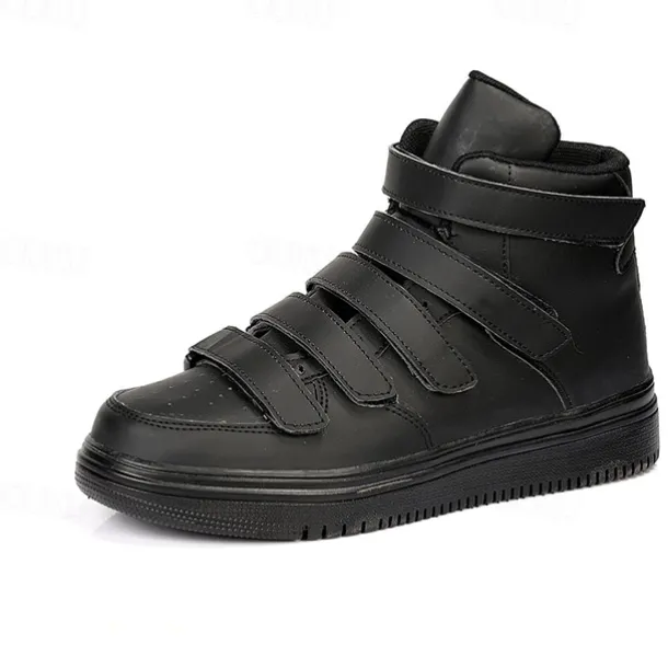 Men's Red High-Top Velcro Sneakers with Non-Slip Sole - Stylish Casual Footwear