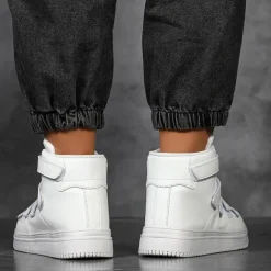 Men's Red High-Top Velcro Sneakers with Non-Slip Sole - Stylish Casual Footwear