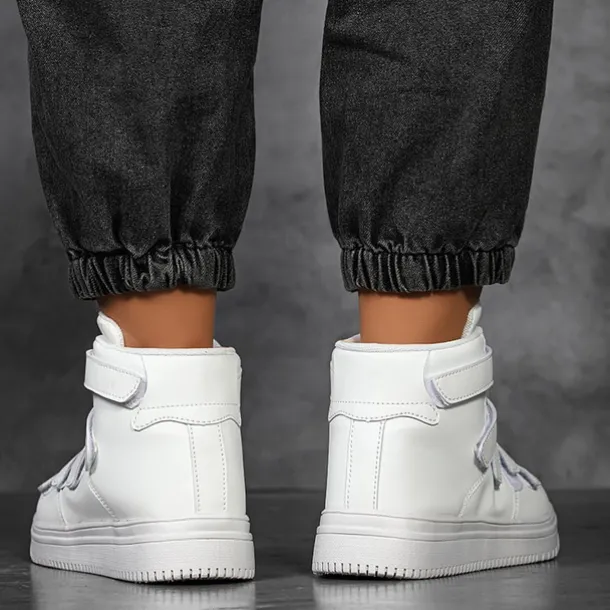 Men's Red High-Top Velcro Sneakers with Non-Slip Sole - Stylish Casual Footwear