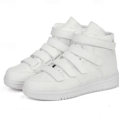 Men's Red High-Top Velcro Sneakers with Non-Slip Sole - Stylish Casual Footwear