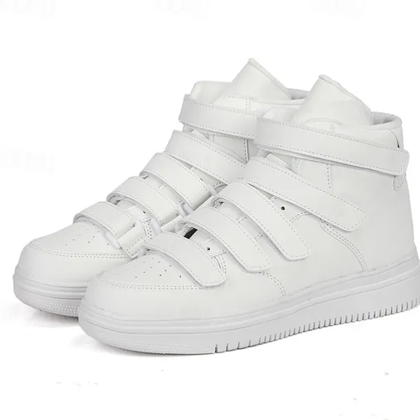 Men's Red High-Top Velcro Sneakers with Non-Slip Sole - Stylish Casual Footwear