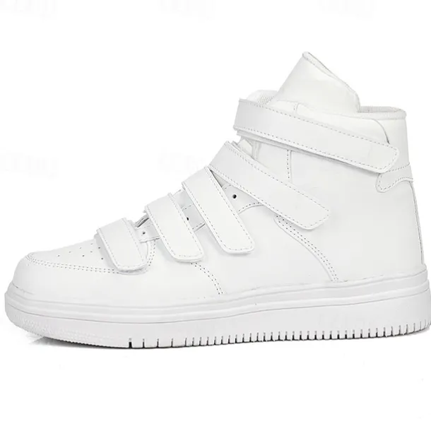 Men's Red High-Top Velcro Sneakers with Non-Slip Sole - Stylish Casual Footwear