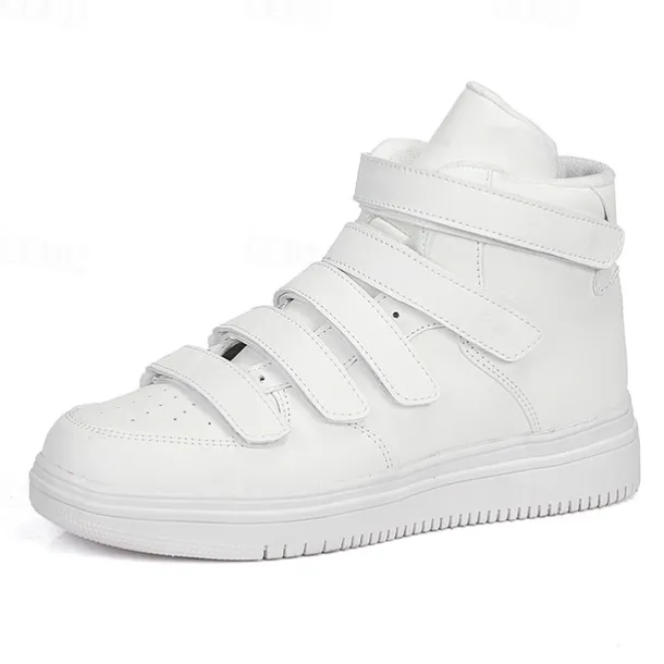 Men's Red High-Top Velcro Sneakers with Non-Slip Sole - Stylish Casual Footwear