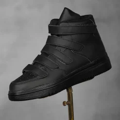 Men's Red High-Top Velcro Sneakers with Non-Slip Sole - Stylish Casual Footwear