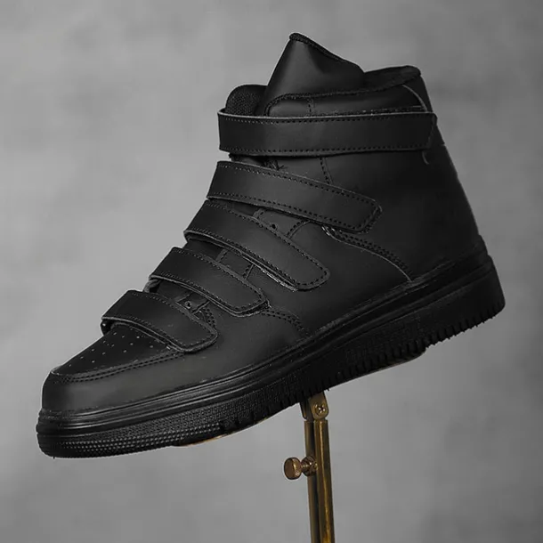 Men's Red High-Top Velcro Sneakers with Non-Slip Sole - Stylish Casual Footwear