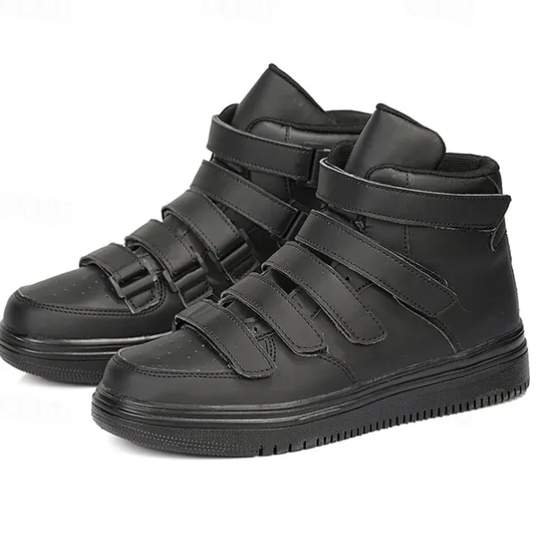 Men's Red High-Top Velcro Sneakers with Non-Slip Sole - Stylish Casual Footwear