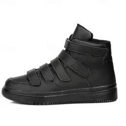Men's Red High-Top Velcro Sneakers with Non-Slip Sole - Stylish Casual Footwear
