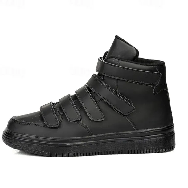 Men's Red High-Top Velcro Sneakers with Non-Slip Sole - Stylish Casual Footwear