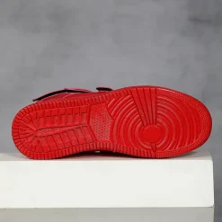 Men's Red High-Top Velcro Sneakers with Non-Slip Sole - Stylish Casual Footwear