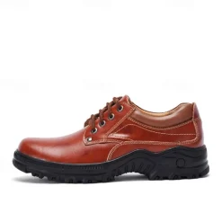Men's Red-Brown Lace-Up Shoes with Cushioned Memory Foam Soles - Stylish and Supportive for Business Casual Outfits and Weekend Getaways