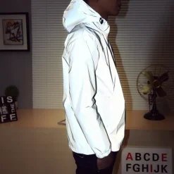 Men's Reflective Jacket Hiking Windbreaker Outdoor Sun Protection Windproof Breathable Quick Dry Jacket Top Fishing Climbing Running Light Grey Gray