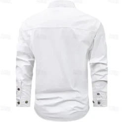 Men's Reindeer American US Flag Work Shirt Western Shirt Cargo Shirt Long Sleeve Casual Tactical Sports & Outdoor Going out Hunting Spring Fall Turndown Print Black White Army Green Red Blue