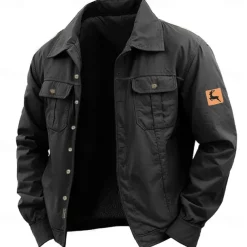 Men's Reindeer Work Shirt Western Shirt Cargo Shirt Long Sleeve Casual Sports & Outdoor Going out Fall Winter Turndown Button-Down Black Army Green Khaki