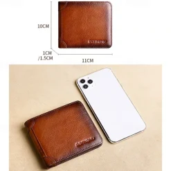 Men's RFID Blocking Bifold Wallet, Genuine Leather Slim Card Holder with ID Window and Cash Compartment, Classic Business Style for Daily Use and Travel