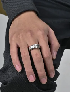 Men's Ring Ancient silver Steel Black Stainless Steel Titanium Steel Vintage Nordic