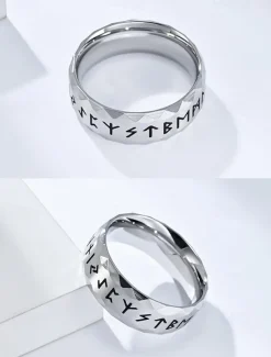 Men's Ring Ancient silver Steel Black Stainless Steel Titanium Steel Vintage Nordic