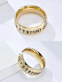 Men's Ring Ancient silver Steel Black Stainless Steel Titanium Steel Vintage Nordic