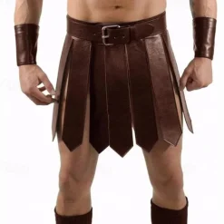 Men's Roman Gladiator Kilt Set Warrior Viking Retro Vintage Medieval Skirt Scottish Utility Kilts Cosplay Costume Halloween LARP Club Wear