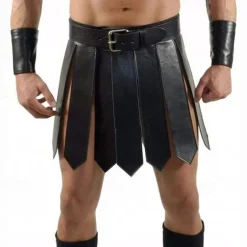 Men's Roman Gladiator Kilt Set Warrior Viking Retro Vintage Medieval Skirt Scottish Utility Kilts Cosplay Costume Halloween LARP Club Wear