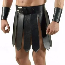 Men's Roman Gladiator Kilt Set Warrior Viking Retro Vintage Medieval Skirt Scottish Utility Kilts Cosplay Costume Halloween LARP Club Wear