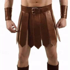 Men's Roman Gladiator Kilt Set Warrior Viking Retro Vintage Medieval Skirt Scottish Utility Kilts Cosplay Costume Halloween LARP Club Wear