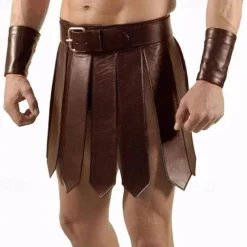 Men's Roman Gladiator Kilt Set Warrior Viking Retro Vintage Medieval Skirt Scottish Utility Kilts Cosplay Costume Halloween LARP Club Wear