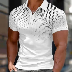 Men's Round Dots Geometic Polo Short Sleeve Polo Shirts Collared Shirts Casual School Outdoor Daily Wear Home Wear 3D Print Summer Purple Gray
