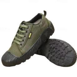 Men's Rugged Canvas Sneakers – Durable Lace-Up Outdoor Casual Shoes with Rubber Sole for Hiking and Work